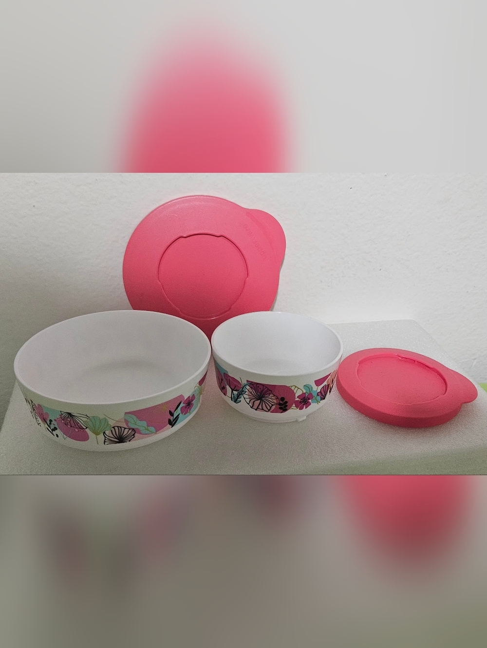 Floral Pink Lidded Storage Bowls - Picture 3 of 5